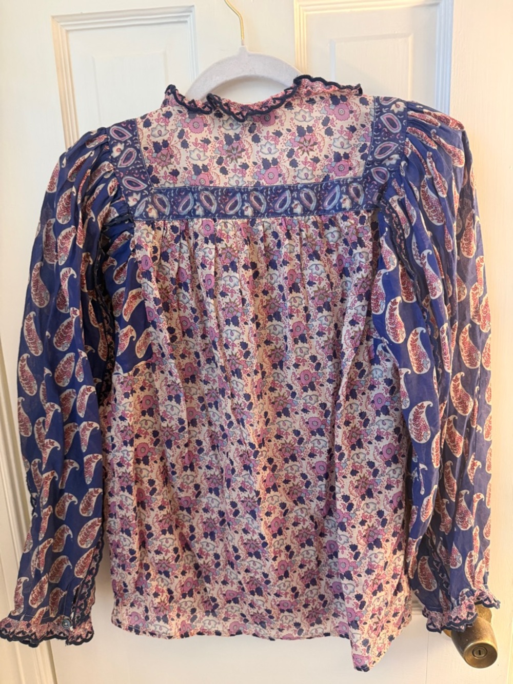 Sea New York Bianca Ruffle Mixed Paisley Ruffle Blouse | - Picture 8 of 10